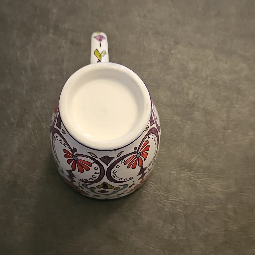 Hand Crafted Hand Painted Mexican Ceramic Cup and Saucer.